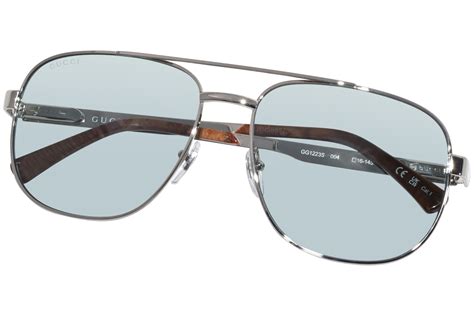 gg1223s gucci|Gucci GG1223S 004 Sunglasses Men's Silver/Green Pilot 60.